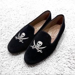Stubbs & Wootton Skull Velvet Slippers